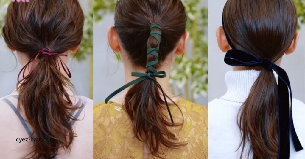 リボン巻きつけヘアアレンジ