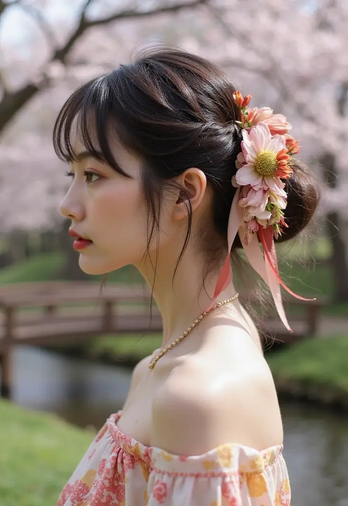 和服ヘアスタイル｜上品で華やかな髪型25選 - 12. 和装ポニーテールスタイル