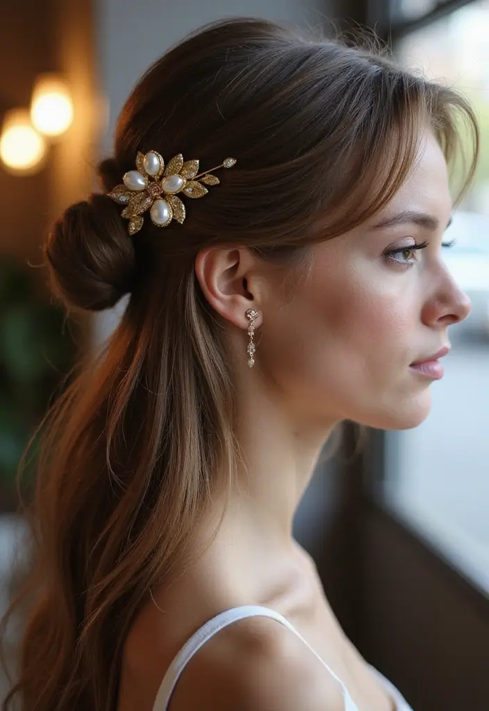 縮毛ヘアスタイル25選｜大人可愛いストレートアレンジ集 - 14. ハーフアップスタイル