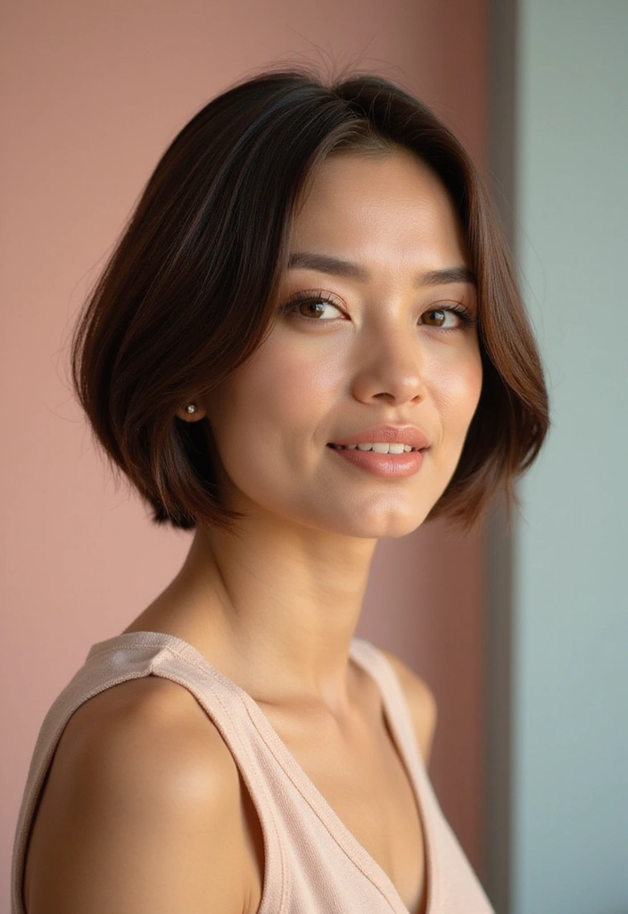 50代ヘアスタイル丸顔｜小顔効果抜群の25選 - 15. モダンなショートボブ