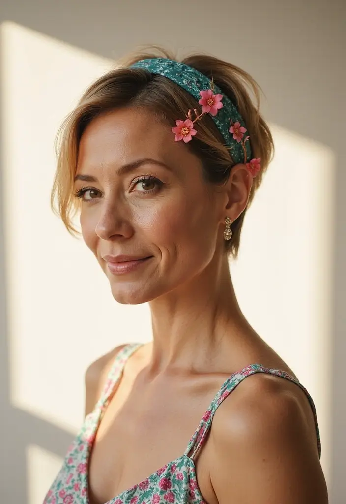 ヘアスタイル50代ショート｜似合う若見え髪型30選 - 17. アクセサリーの使い方