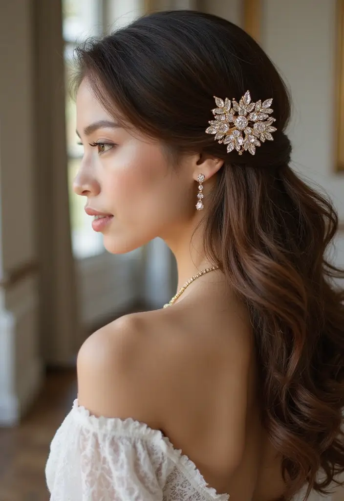 薄毛女性ヘアスタイル｜ボリュームアップが叶う30選 - 17. バレッタで華やかなポイントを