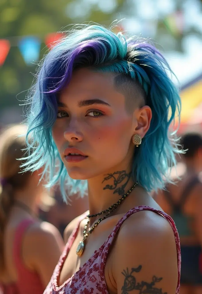 祭ヘアスタイル|華やかで映える髪型30選 18 祭ヘアスタイル|華やかで映える髪型30選 - 18. アシンメトリーなヘアスタイル