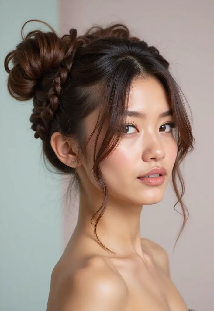 ヘアスタイルお団子30+選｜簡単かわいいまとめ髪アイデア - 18. お団子とツイスト