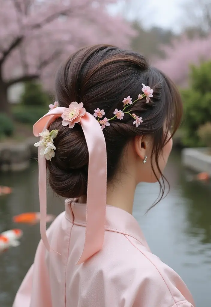 和服ヘアスタイル｜上品で華やかな髪型25選 - 19. トラディショナルな和風リボンスタイル