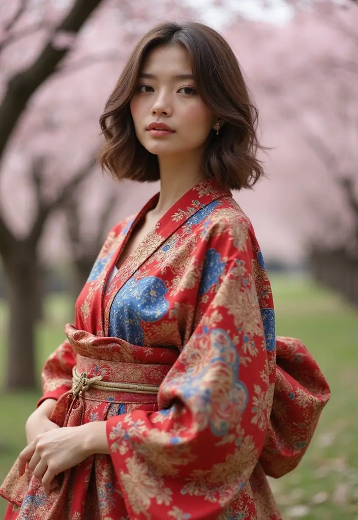 着物ヘアスタイルボブ訪問着｜和装に映える髪型30選 - 1. ほっこり感満点のウェーブボブ
