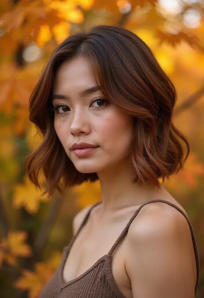 秋ヘアスタイル｜季節感あふれるおしゃれ髪型25選 - 1. ショートボブに秋色ハイライト