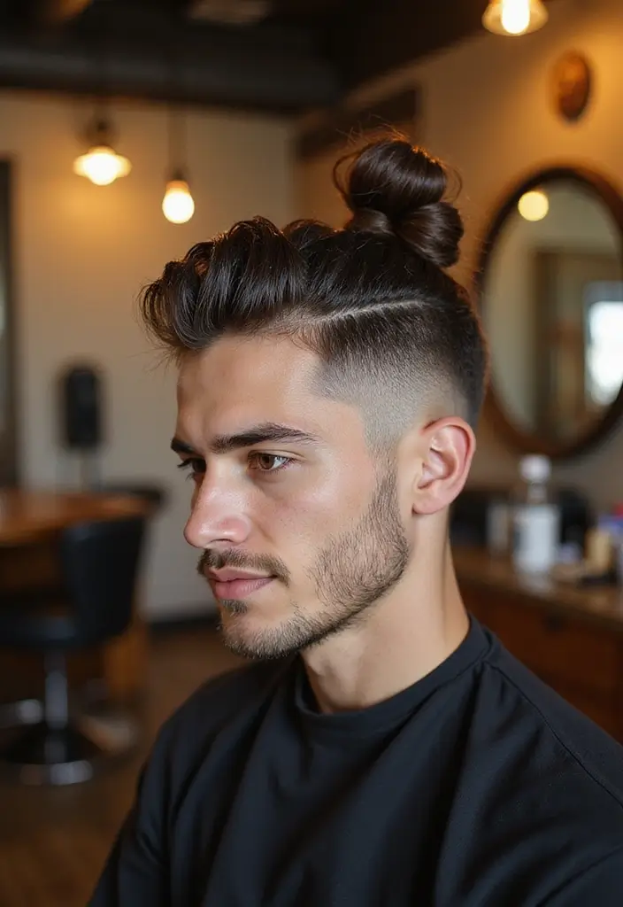 バリカンヘアスタイル25選｜セルフカットでもできる男前スタイル - 20. トップノット