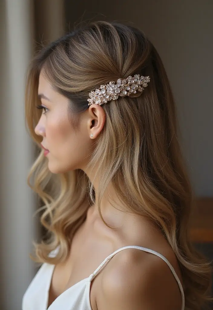 モデルヘアスタイル30+選｜ファッション誌風のおしゃれアレンジ集 - 22. シンプルなヘアクリップアレンジ