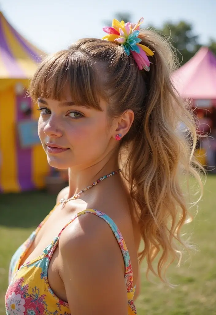 祭ヘアスタイル|華やかで映える髪型30選 22 祭ヘアスタイル|華やかで映える髪型30選 - 22. ふんわりしたポニーテール