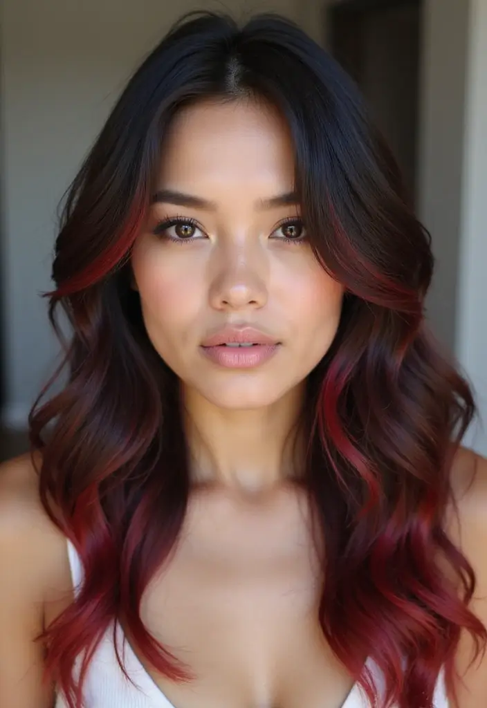 ヘアスタイルインナーカラー30選|さりげなく映えるおしゃれカラー集 22 ヘアスタイルインナーカラー30選|さりげなく映えるおしゃれカラー集 - 22. ストロベリーレッドで甘さを添えて