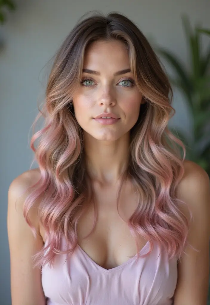 ヘアスタイルインナーカラー30選|さりげなく映えるおしゃれカラー集 23 ヘアスタイルインナーカラー30選|さりげなく映えるおしゃれカラー集 - 23. オーロラピンクで幻想的に