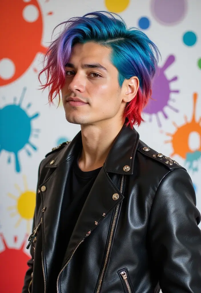 メンズヘアスタイル面長｜バランスよく見える30選 - 23. カラフルスタイル