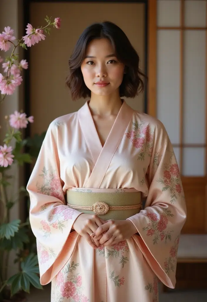 着物ヘアスタイルボブ訪問着｜和装に映える髪型30選 - 25. シックなクラシックボブ