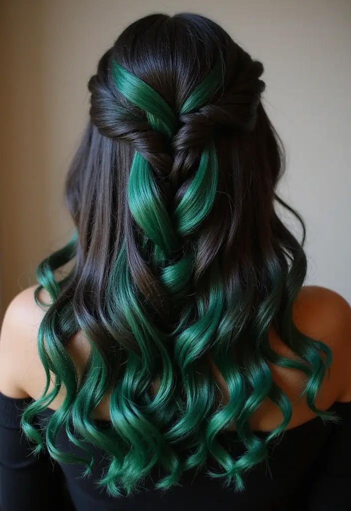 ヘアスタイルインナーカラー30選|さりげなく映えるおしゃれカラー集 30 ヘアスタイルインナーカラー30選|さりげなく映えるおしゃれカラー集 - 30. エメラルドグリーンで特別感を