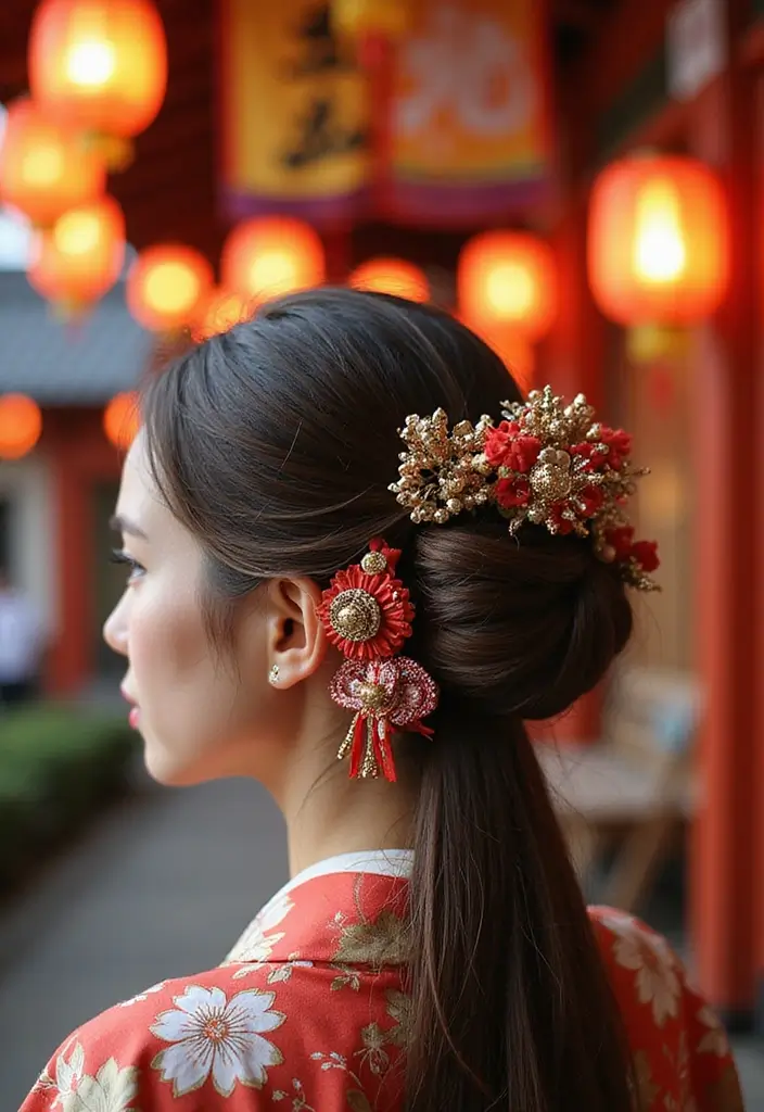 祭ヘアスタイル|華やかで映える髪型30選 4 祭ヘアスタイル|華やかで映える髪型30選 - 4. 髪飾りの活用法