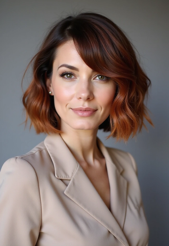 50代ヘアスタイル丸顔｜小顔効果抜群の25選 - 4. アシンメトリックボブ