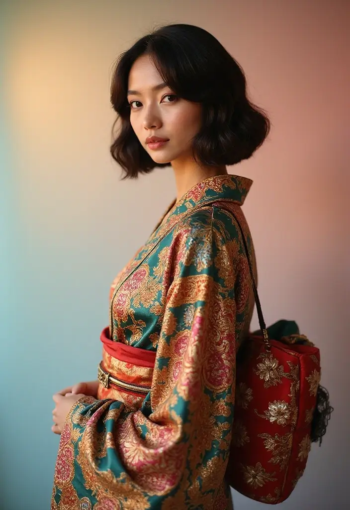 着物ヘアスタイルボブ訪問着｜和装に映える髪型30選 - 5. 高級感あるクリンチボブ
