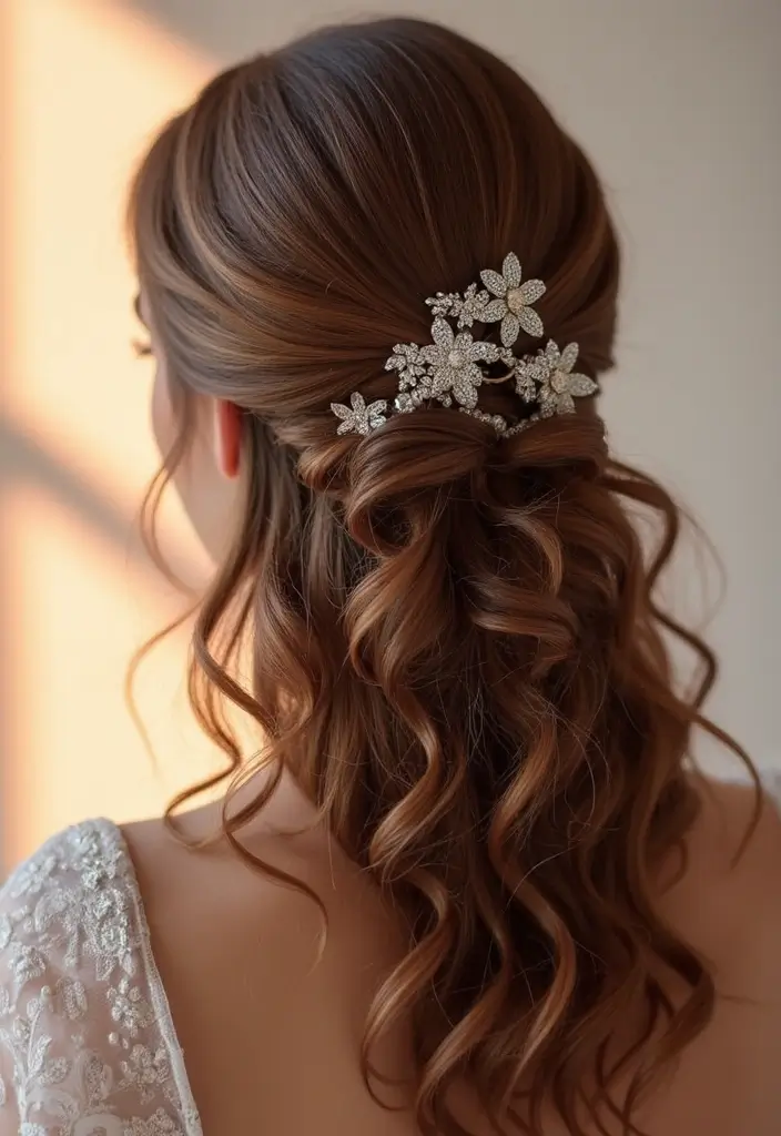 和服ヘアスタイル｜上品で華やかな髪型25選 - 6. ゴージャスなハーフアップスタイル