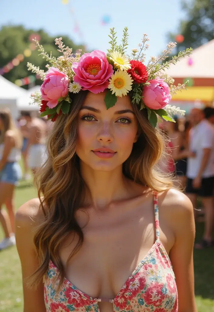 祭ヘアスタイル|華やかで映える髪型30選 7 祭ヘアスタイル|華やかで映える髪型30選 - 7. フラワークラウン