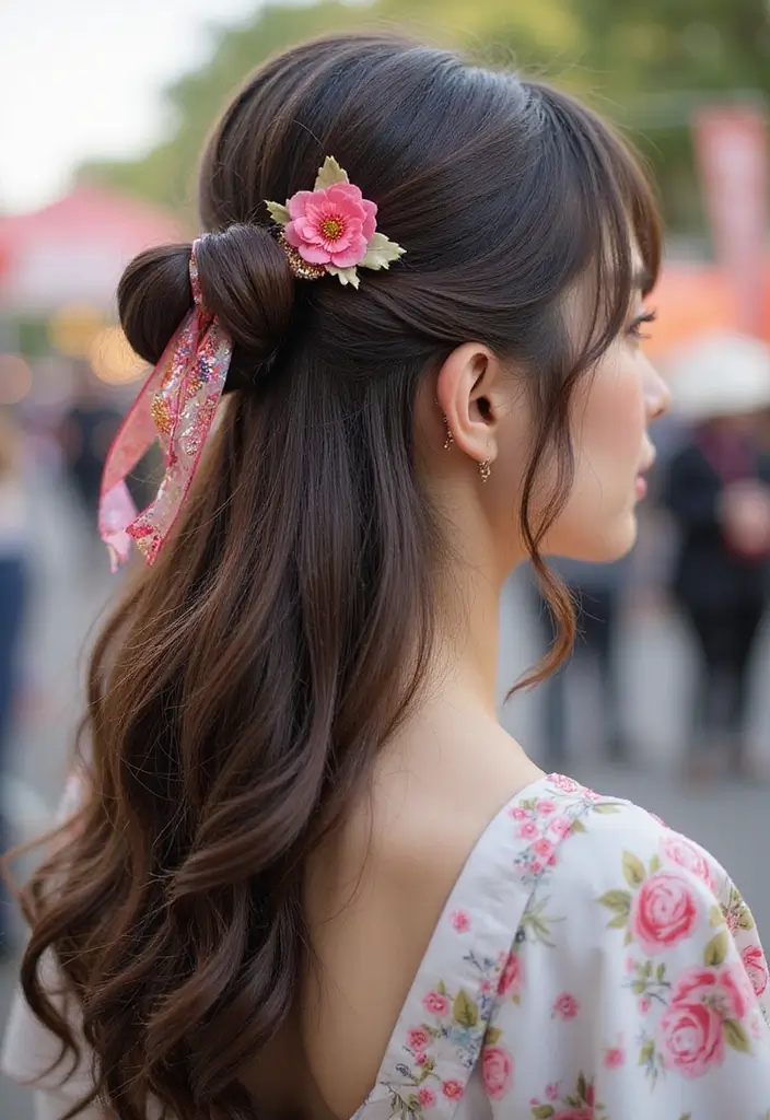 祭ヘアスタイル|華やかで映える髪型30選 9 祭ヘアスタイル|華やかで映える髪型30選 - 9. シンプルなハーフアップスタイル