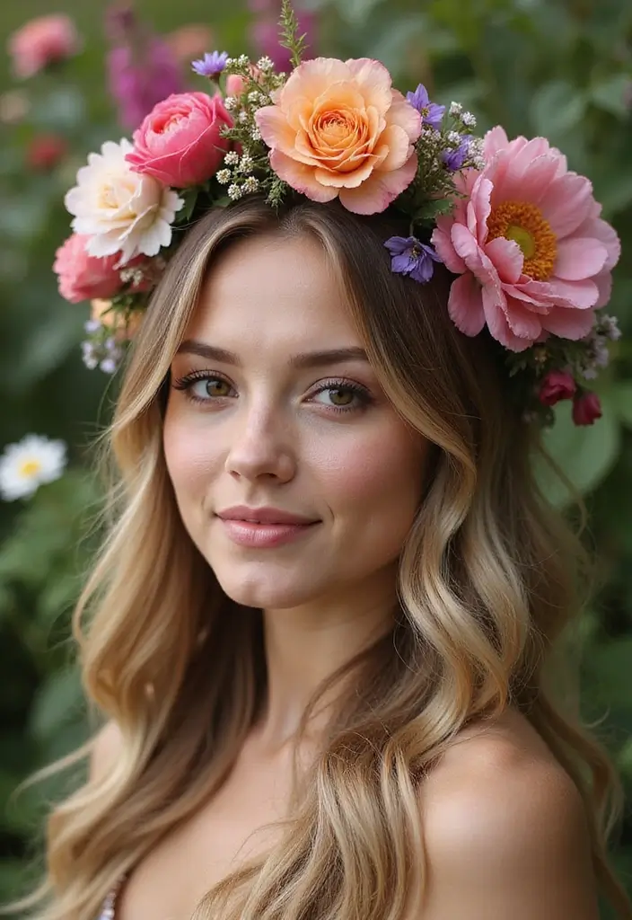 和服ヘアスタイル｜上品で華やかな髪型25選 - 9. フラワークラウンスタイル