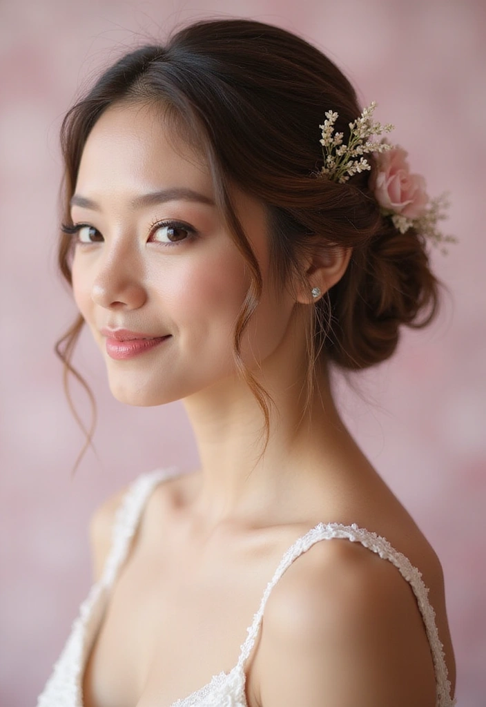 ヘアスタイルミディアム50代｜若見えする大人女性の髪型30選 - 24. ふんわりシニヨン