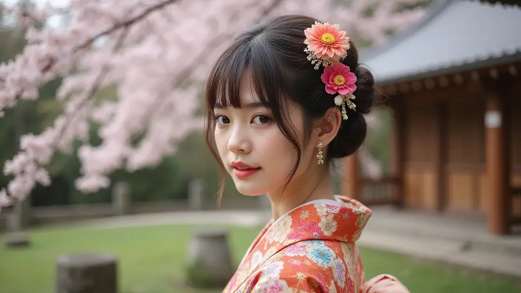 着物ヘアスタイルボブ訪問着|和装に映える髪型30選